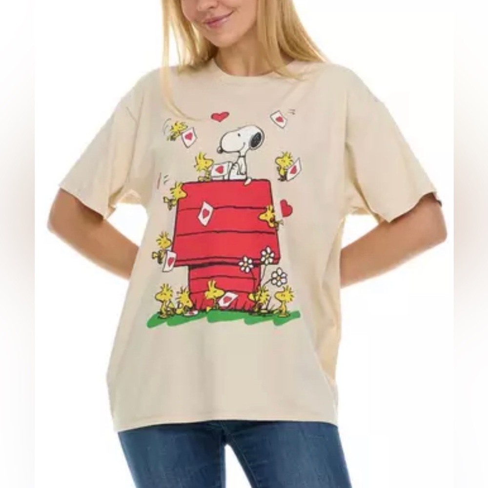 🌸1 NEW UNISEX Snoopy & Woodstock Valentine Adult T-Shirt Sz S-M With Tags.